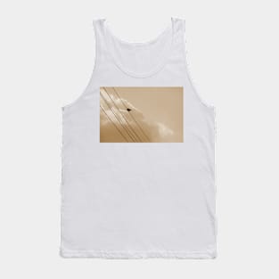 Pretty single bird on a wire, Blackbird silhouette photography Tank Top